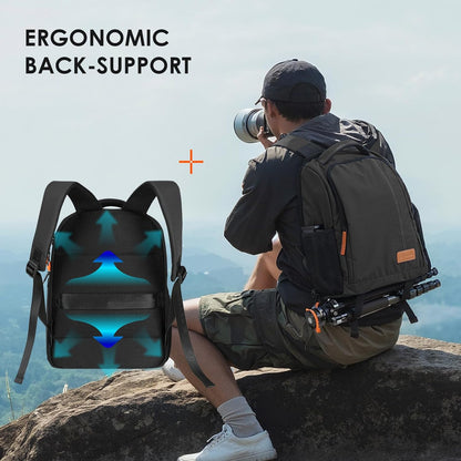 15L Camera Backpacks for Photographers - Waterproof Camera Bag Photography Backpack with 15.6" Laptop Compartment Rain Cover Side Access Tripod Holder(Tb04 Black)