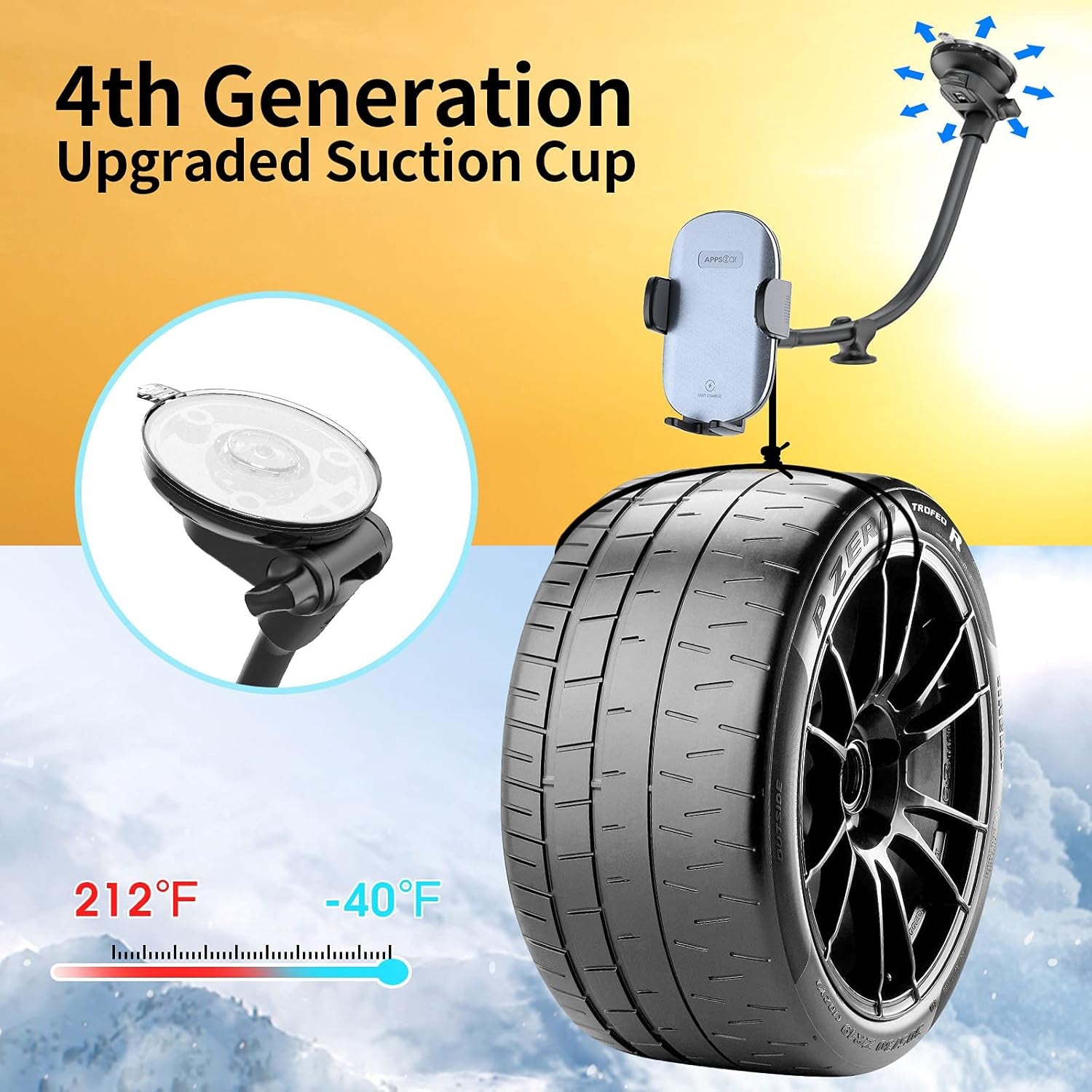 Car Phone Holder Mount Wireless Charging, 15W Wireless Car Charger Mount, Windshield Dash Phone Holder [With QC 3.0 Adapter] Compatible with Iphone 13 12 Mini 11 Pro Max, Samsung, Lg-Iron Gray