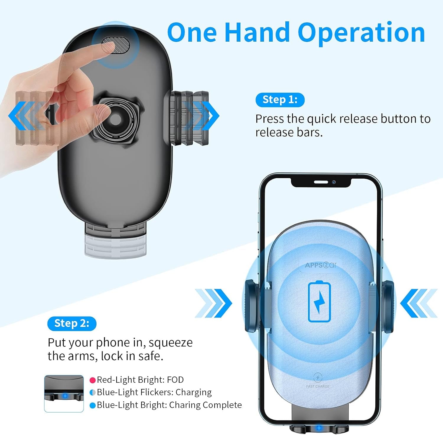 Car Phone Holder Mount Wireless Charging, 15W Wireless Car Charger Mount, Windshield Dash Phone Holder [With QC 3.0 Adapter] Compatible with Iphone 13 12 Mini 11 Pro Max, Samsung, Lg-Iron Gray