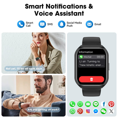 1.85-Inch Men'S and Women'S Smartwatch Fits for Android and Iphone Devices with Fitness Tracker, 100+ Sport Modes / Answer / Call, IP68 Waterproof Fitness Watch (Black)