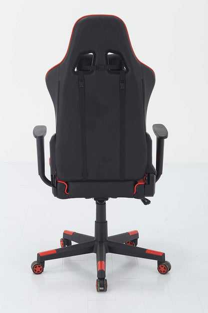 Swivel Gaming Chair Ergonomic High-Back Racing Style PU Leather Office Chair with Headrest and Lumbar Support and Adjustable Armrest (Galaxy - Black/Red)